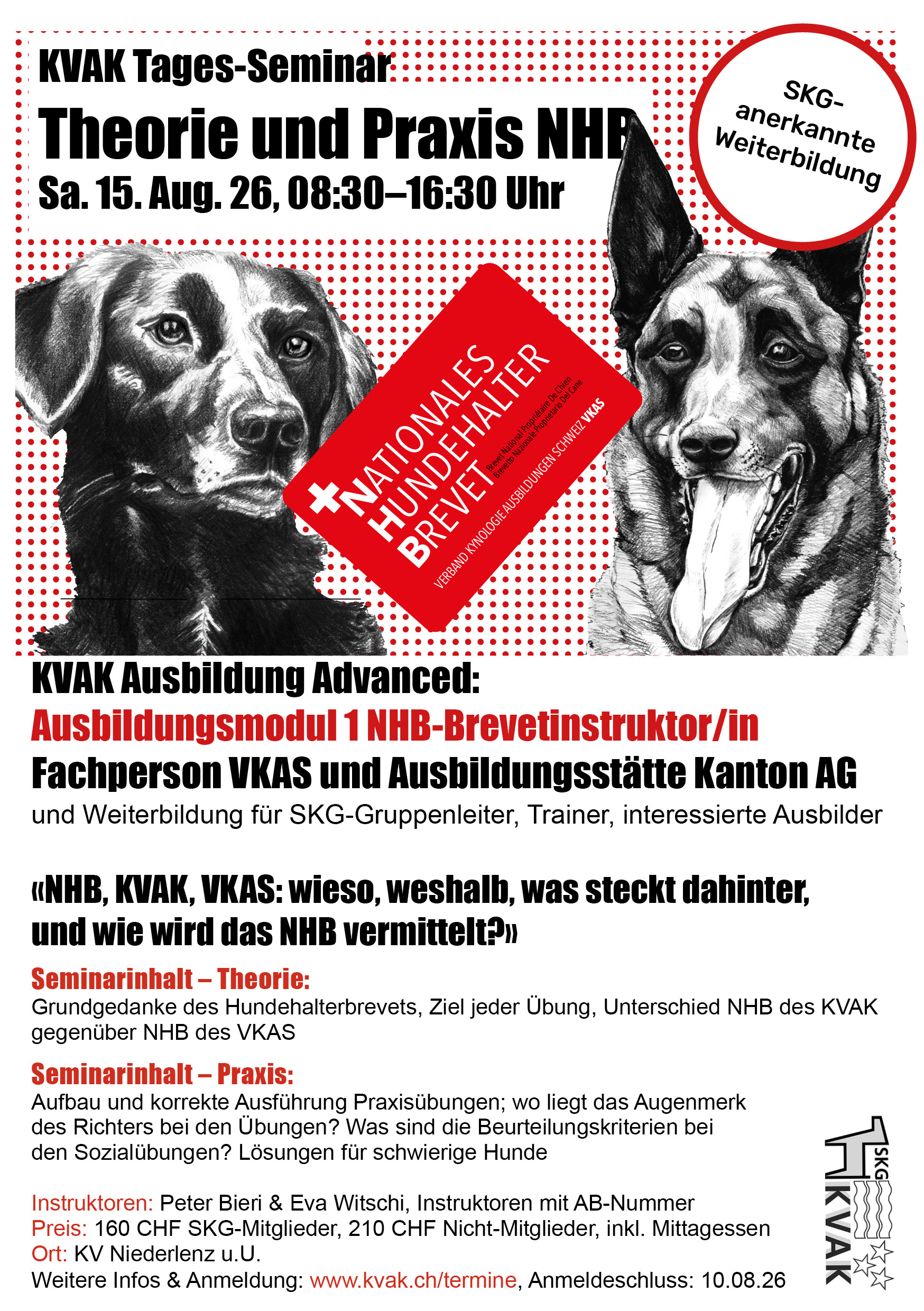 Theorie und Praxis NHB mit Peter Bieri & Eva Witschi (Ausbildungsmodul 1 NHB-Brevetinstruktor KVAK)